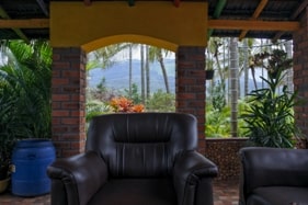 view from cottage portico